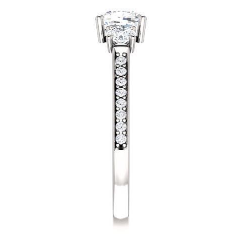 1.90 Kt 3 Steine Kissen Echt Diamant Verlobungsring Band Weißgold