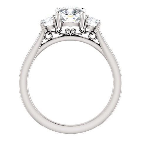 1.90 Kt 3 Steine Kissen Echt Diamant Verlobungsring Band Weißgold