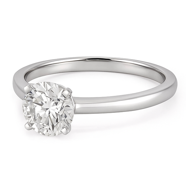 1 Karat Solitär-Ehering mit Echt Aus der Erde Abgebauter Natürlicher Diamanten im Rundschliff, Weißgold 14 Karat