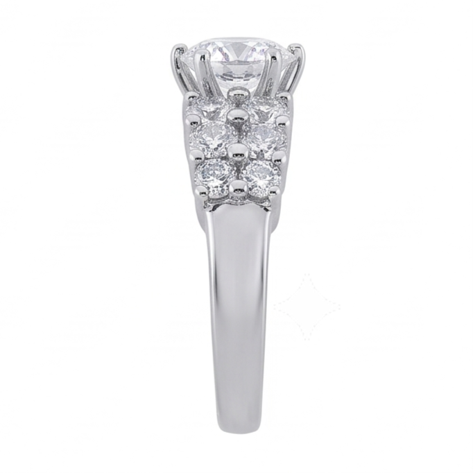 2.50 Karat Echt Aus der Erde Abgebauter Natürlicher Diamant-Jubiläumsring-Set Weißgold 14K