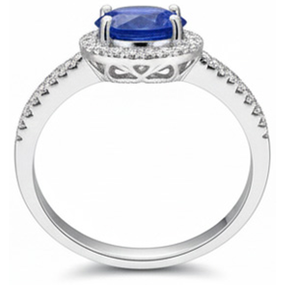 2.85 Karat Sri Lanka Saphir Aus der Erde Abgebauter Natürlicher Diamanten Ring Weißgold 14K