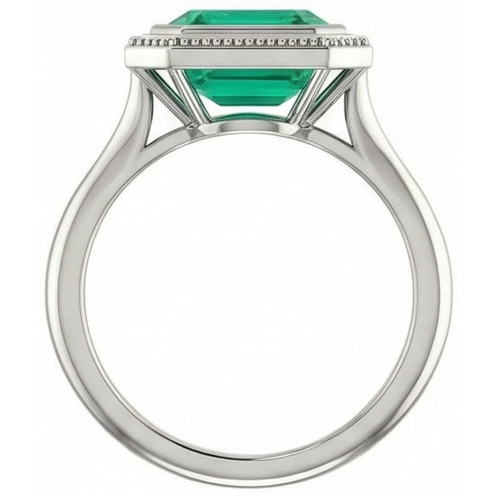Schmuckstein-Ring Zweifarbiges 14K Gold mit Kolumbianischer Smaragd – Draufsicht