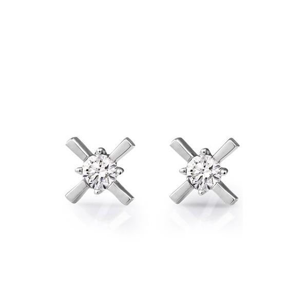 2 Ct Runden Cut Echt Aus der Erde Abgebauter Natürlicher Diamants X And O Style Stud Earrings White Gold