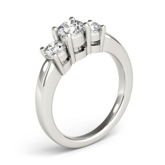 2 Karat Drei-Stein-Etch Diamant-Ring im Rundschliff Weißgold 14K Neu