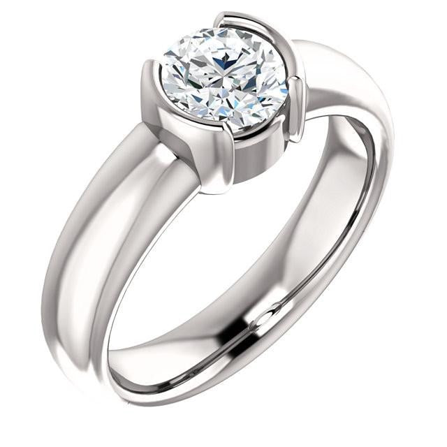2 Karat Echt Aus der Erde Abgebauter Natürlicher Diamant Halblünette Solitärring Weißgold
