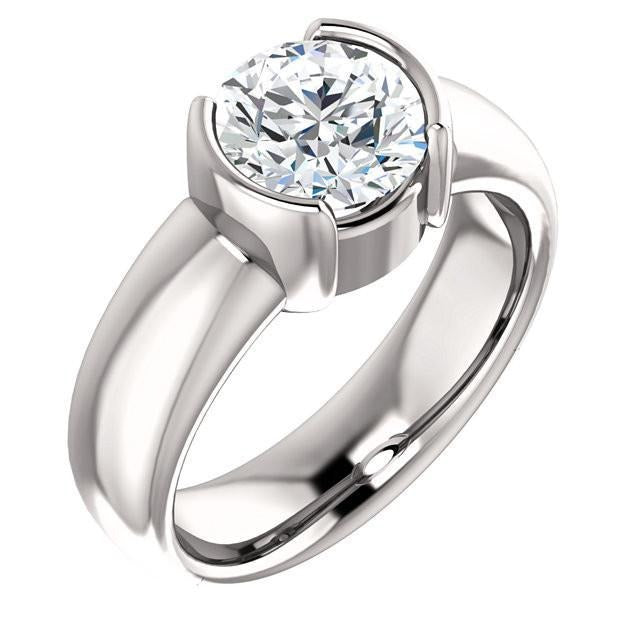 2 Karat Echt Aus der Erde Abgebauter Natürlicher Diamant Halblünette Solitärring Weißgold