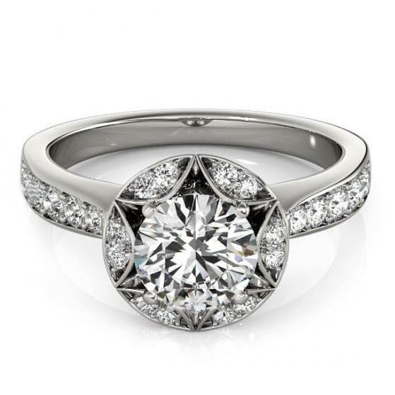 2 Karat Echt Diamant Halo Verlobungsring Weißgold 14K