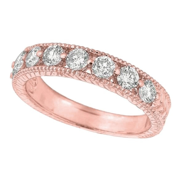 2 Karat Echt Aus der Erde Abgebauter Natürlicher Diamant Rose Gold 14K Halbe Ewigkeit Band Schmuck