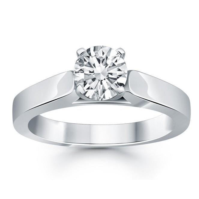 2 Karat Echt Aus der Erde Abgebauter Natürlicher Diamant-Solitärring im Rundschliff Weißgold 14K