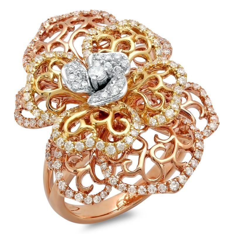 2 Karat Echt Aus der Erde Abgebauter Natürlicher Diamant zweifarbiges Gold Damen Verlobungsring Schmuck Neu