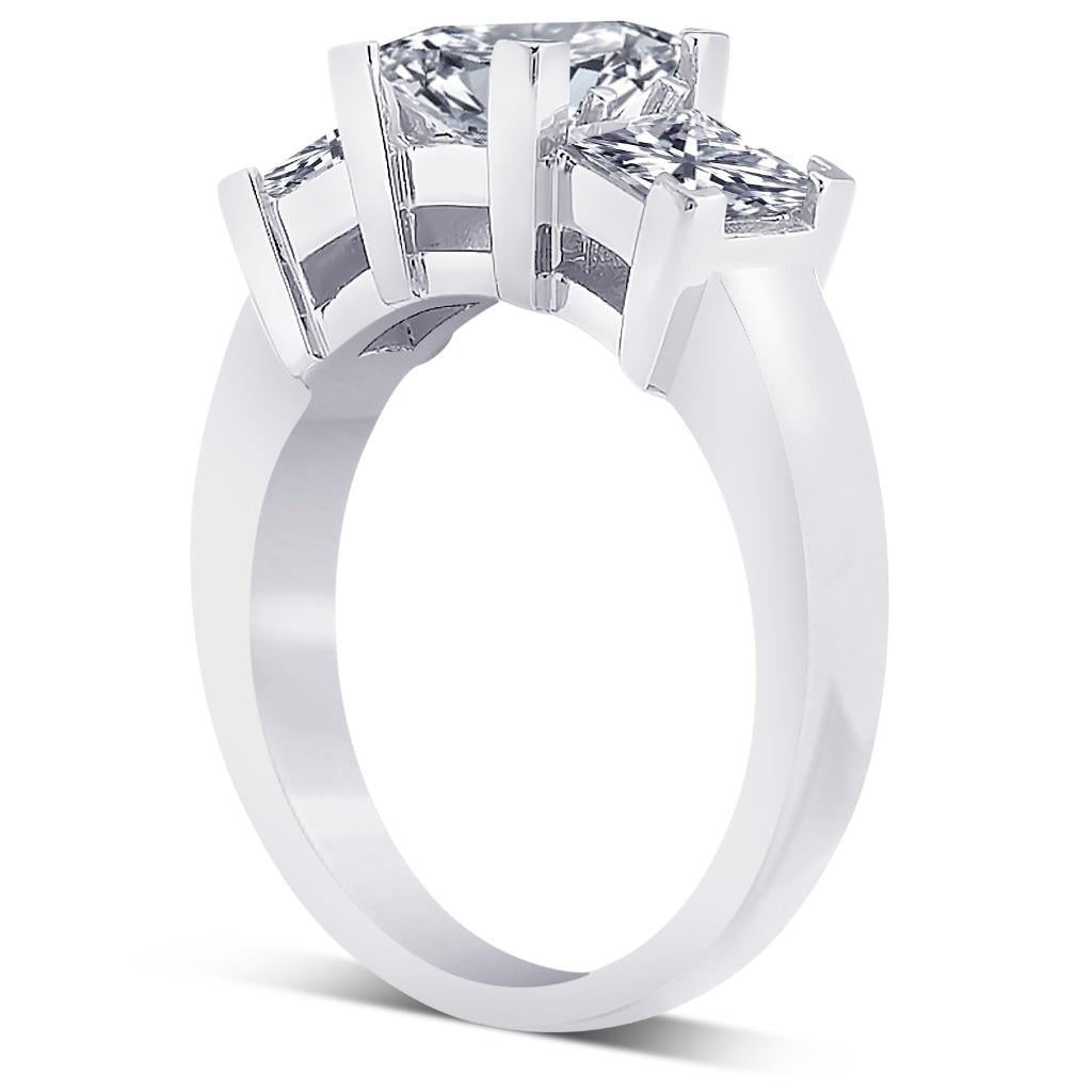 2 Karat Echt Diamanten Drei Steine Hochzeitstag Ring Princess Cut