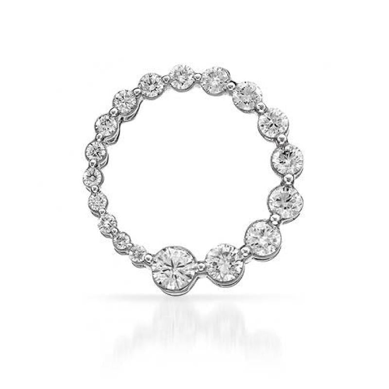 2 Karat Echt Aus der Erde Abgebauter Natürlicher Diamanten Kreis Anhänger Weißgold 14K