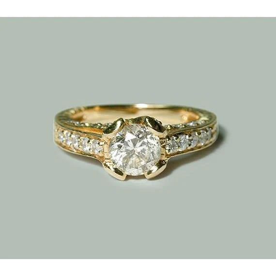2 Karat Echt Diamanten Schmuck Verlobungsring Gelbgold
