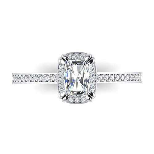 2 Karat Echt Aus der Erde Abgebauter Natürlicher Diamantring im Strahlenschliff Kathedralenfassung Gold 14K