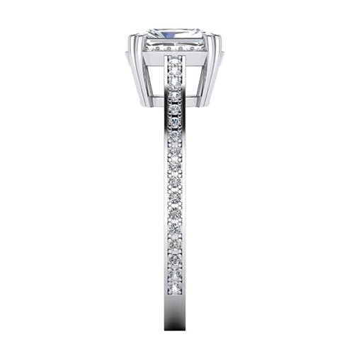 2 Karat Echt Aus der Erde Abgebauter Natürlicher Diamantring im Strahlenschliff Kathedralenfassung Gold 14K