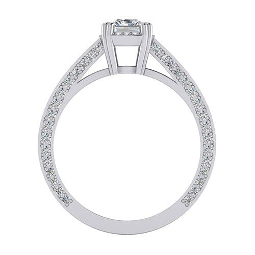 2 Karat Echt Aus der Erde Abgebauter Natürlicher Diamantring im Strahlenschliff Kathedralenfassung Gold 14K
