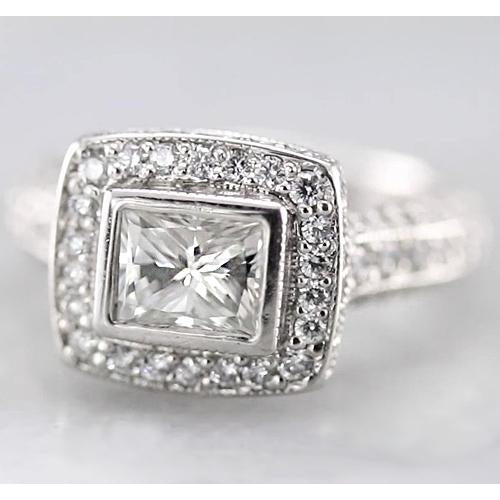 2 Karat Halo Princess Echt Diamantring F Vs1 Vvs1 Weißgold 14K