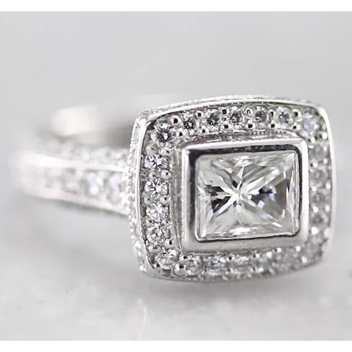 2 Karat Halo Princess Echt Diamantring F Vs1 Vvs1 Weißgold 14K