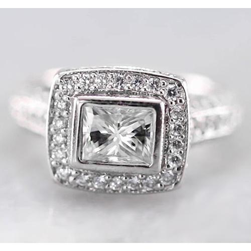 2 Karat Halo Princess Echt Diamantring F Vs1 Vvs1 Weißgold 14K