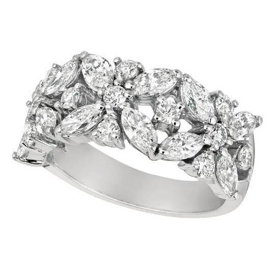 2-Karat-Marquise-und-runder-Echt-Diamant-Verlobungsband-Weissgold-14K-Neu