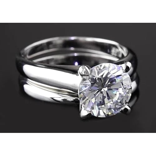 2 Karat Natürliche Diamant rundes Verlobungsring-Set 4 Krappenfassung