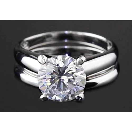 2 Karat Natürliche Diamant rundes Verlobungsring-Set 4 Krappenfassung