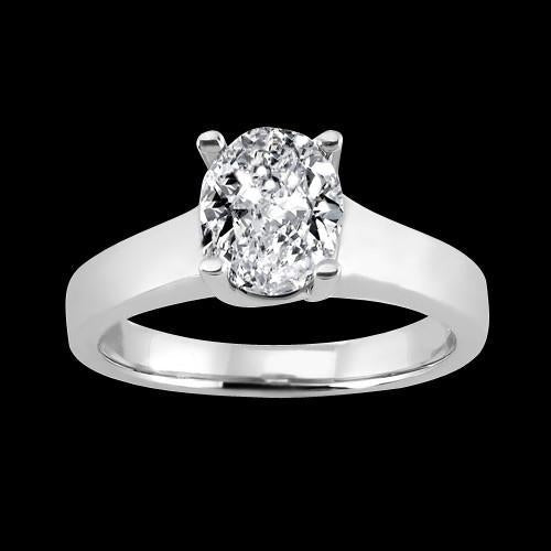 2 Karat Ovaler Natürliche Aus der Erde Abgebauter Natürlicher Diamant-Solitär-Verlobungsring Weißgold 14K
