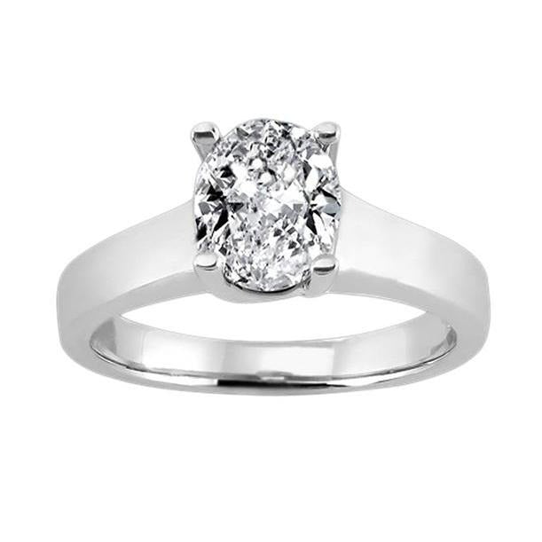 2 Karat Ovaler Natürliche Aus der Erde Abgebauter Natürlicher Diamant-Solitär-Verlobungsring Weißgold 14K