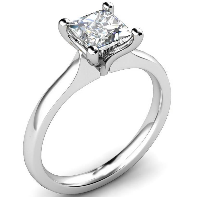 2 Karat Prinzessinnenschnitt Echt Aus der Erde Abgebauter Natürlicher Diamant-Verlobungsring 14K Gold Weiß