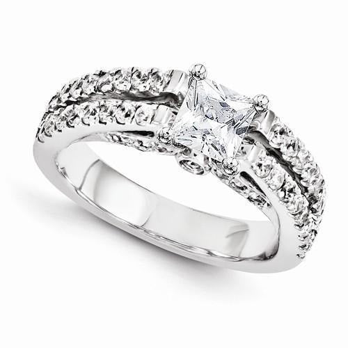 2 Karat Prinzessinnenschnitt Echt Aus der Erde Abgebauter Natürlicher Diamant-Verlobungsring Weißgold 14K Schmuck