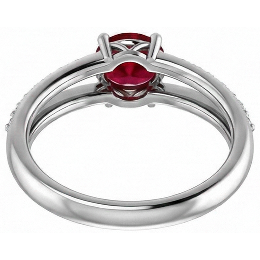 2 Karat Roter Rubin Mit Aus der Erde Abgebauter Natürlicher Diamanten Ring Weißgold 14K