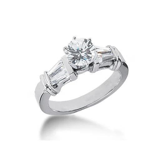 2 Karat Rund & Baguette Echt Diamant Drei-Steine-Ring Weißgold