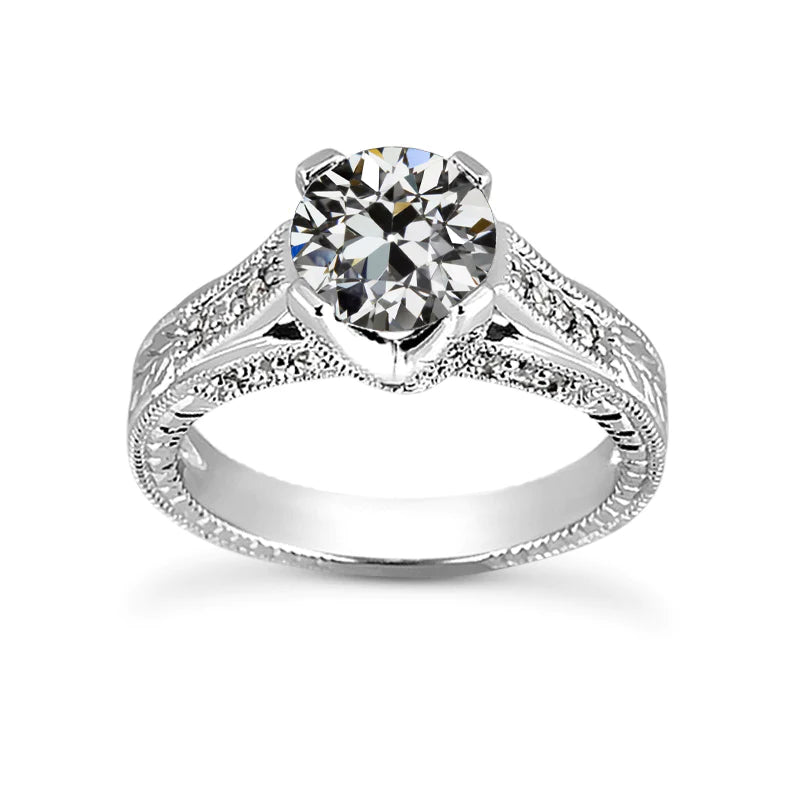 2 Karat Verlobungsring im antiken Stil. rund. alter Bergmanns Echt diamant