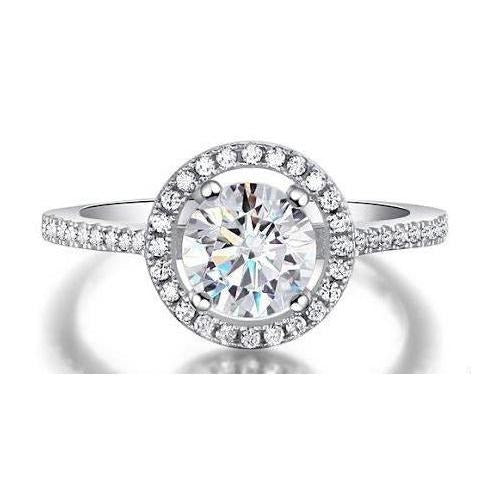 2 Karat funkelnde Echt Aus der Erde Abgebauter Natürlicher Diamanten Verlobungsring Halo 14K Weißgold
