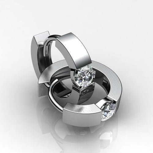 2 Karat Channel Set Solitaire Diamond Creolen Weißgold
