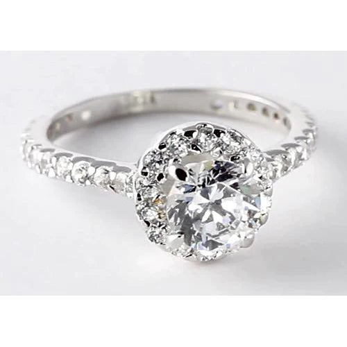 2 Karat runder Echt Diamant Halo Fassung Verlobungsring Schmuck
