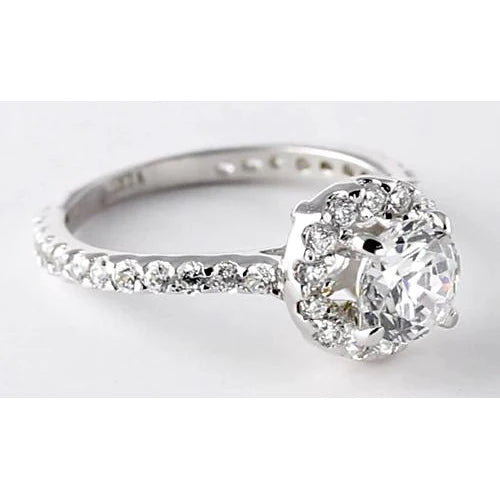 2 Karat runder Echt Diamant Halo Fassung Verlobungsring Schmuck
