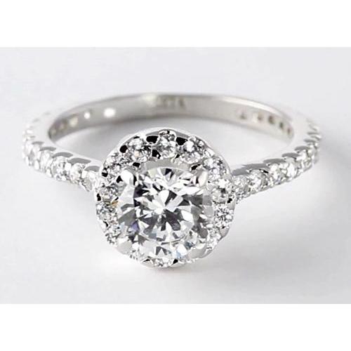 2 Karat runder Echt Diamant Halo Fassung Verlobungsring Schmuck