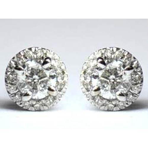 2 Karat runder Halo Natürlich Diamant Ohrstecker Damen Goldschmuck