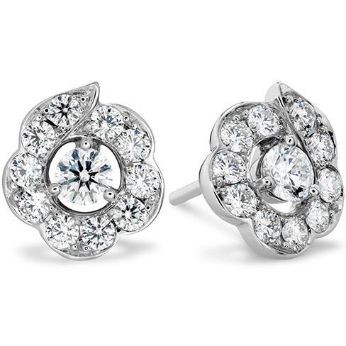 2 Karat runder Halo Stud Echt Diamant Damenohrring aus massivem Gold 14K