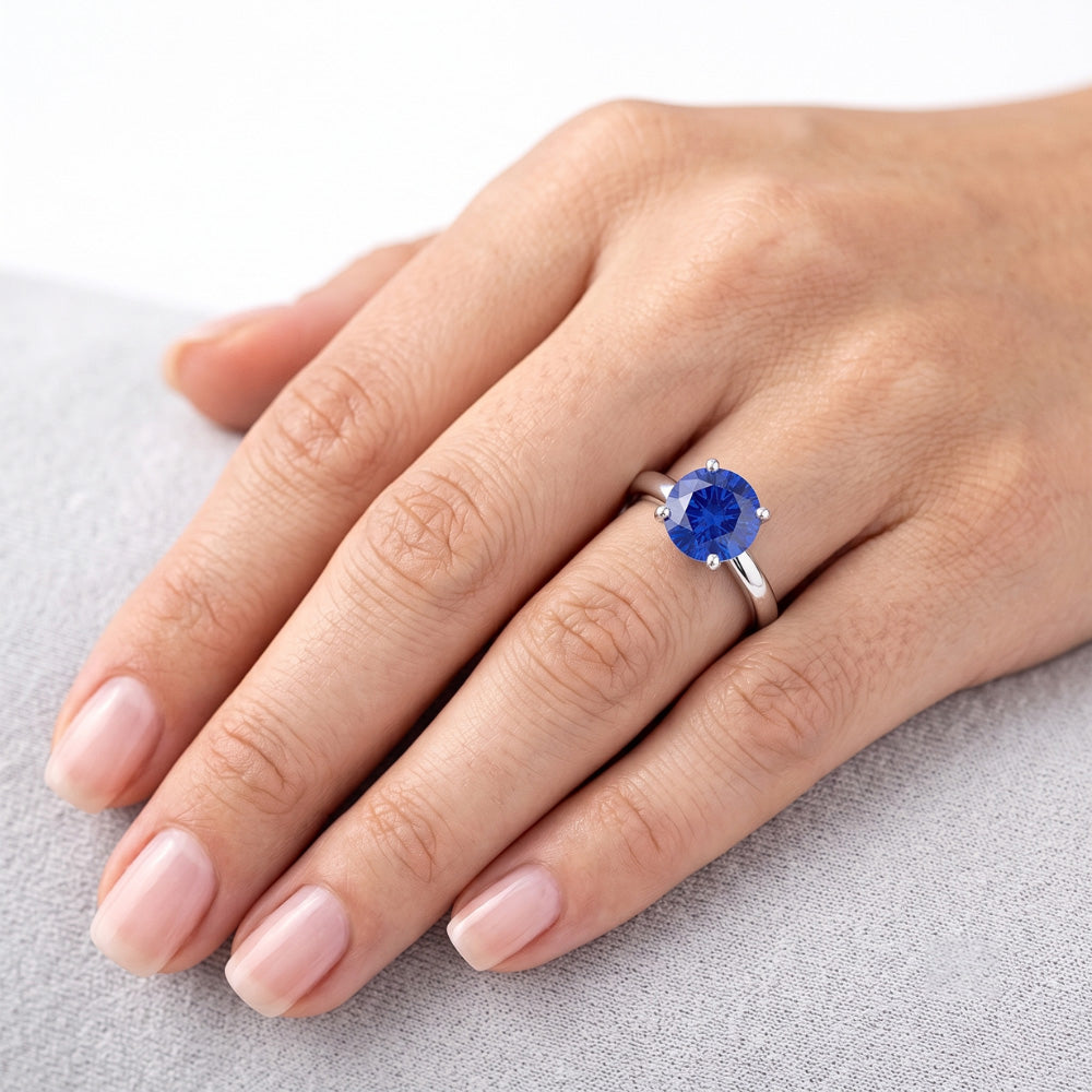 2 Karat runder Saphir-Verlobungsring