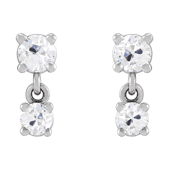 2 Steinerne Alte Bergmann-Echt Diamant-Tropfen-Ohrringe 7 Ct