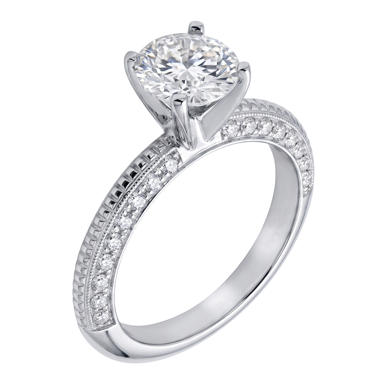2 ct. Runder Mikropflaster Echt Aus der Erde Abgebauter Natürlicher Diamant-Verlobungsring Weißgold 14K