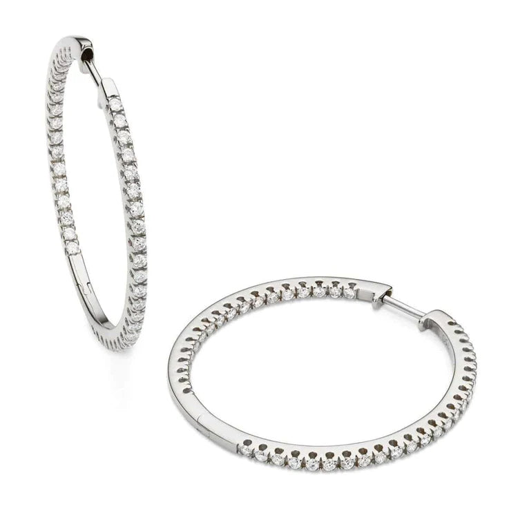 2 ct rundes Natürlich Diamant-Ohrring-Paar 14 Karat Weißgold