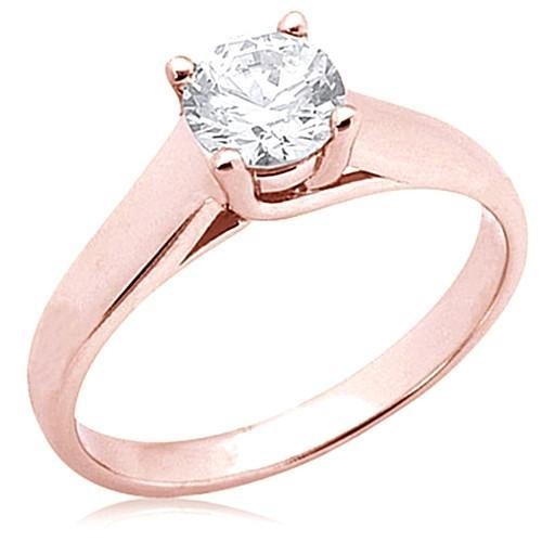 2 ct. Runder Echt Aus der Erde Abgebauter Natürlicher Diamant-Solitärring Roségold Neu
