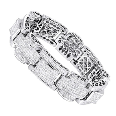 20 Karat Pave Set Princess Schliff Echt Diamant Herren Armband Weißgold 14K