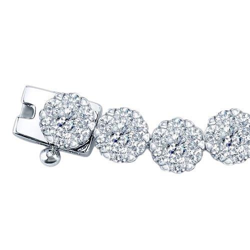 20 Karat weißes, rundes Aus der Erde Abgebauter Natürlicher Diamant-Tennisarmband, Weißgold, Naturschmuck