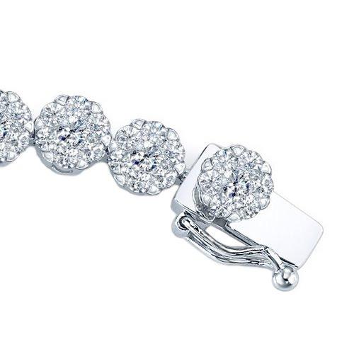 20 Karat weißes, rundes Aus der Erde Abgebauter Natürlicher Diamant-Tennisarmband, Weißgold, Naturschmuck