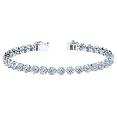 20 Karat weißes, rundes Aus der Erde Abgebauter Natürlicher Diamant-Tennisarmband, Weißgold, Naturschmuck
