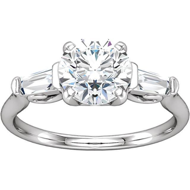 2,01 ct verlobungsring rund und baguette diamant 3 steine weißgold